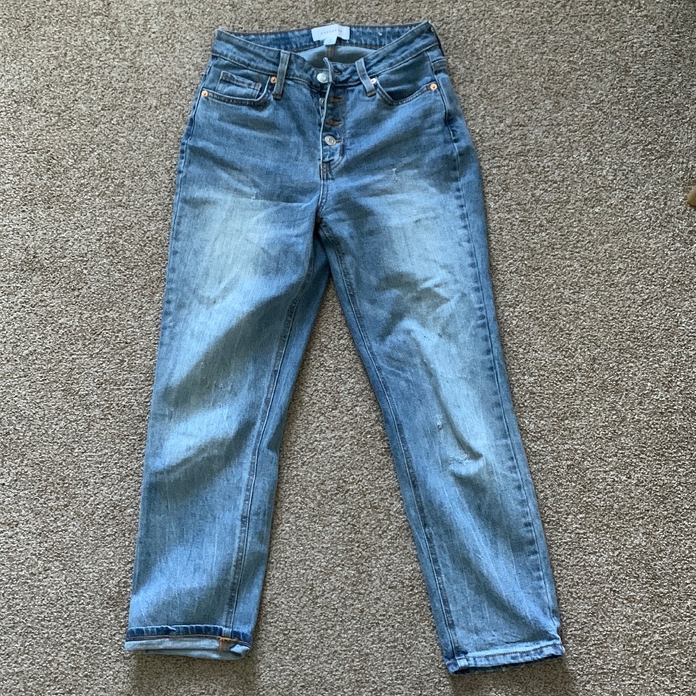 Straight Leg Distressed Mom Jeans